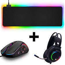 Combo Gamer Mousepad RGB + Mouse RGB + Audifonos RGB PRO PROFESIONAL