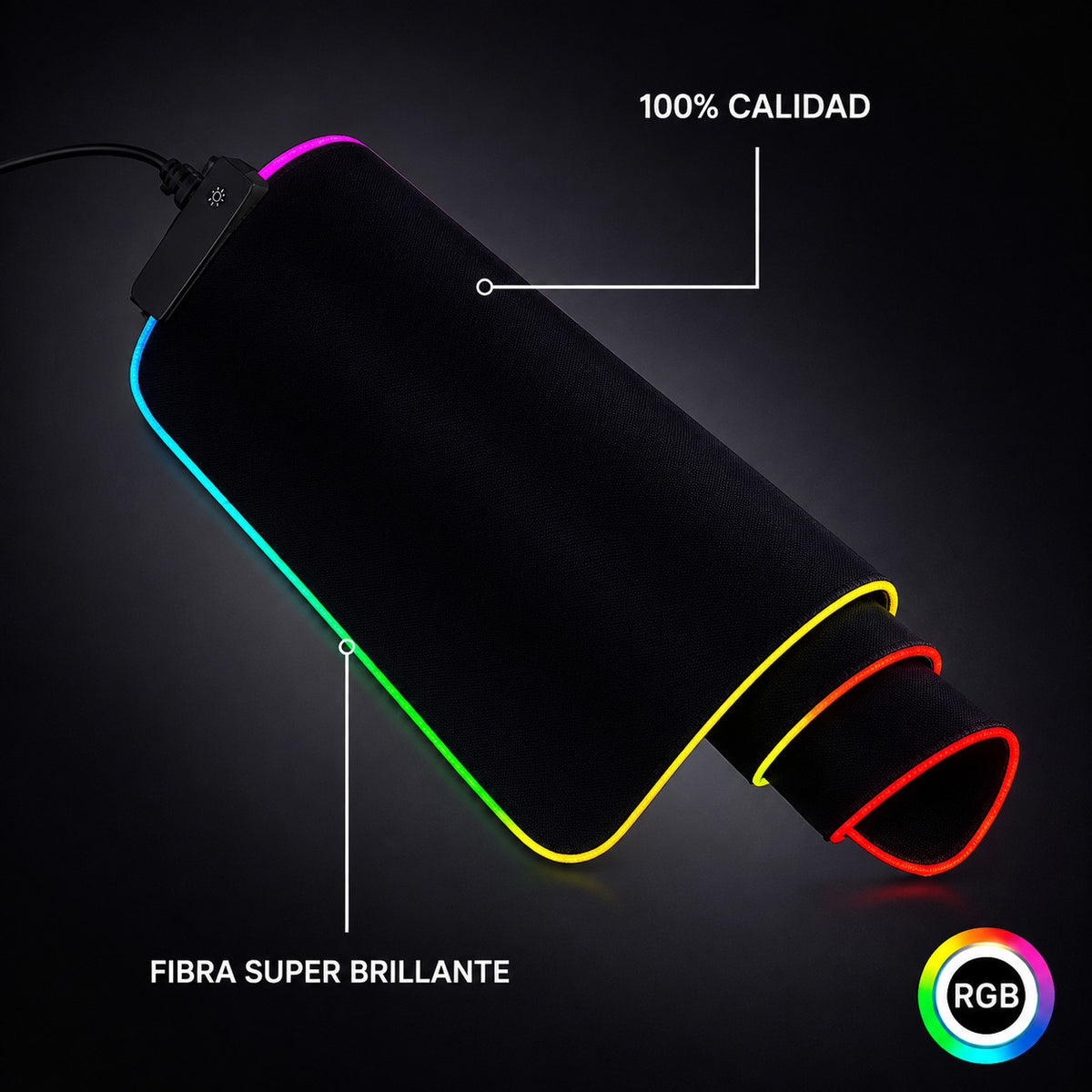 Mousepad Gamer DREIZT RGB Multicolor Diseño DESTELLOS XL 80cm x 30cm