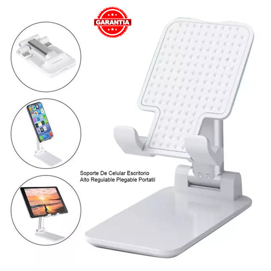 Soporte de Celular Escritorio Alto Regulable Plegable Portátil Oficina Blanco
