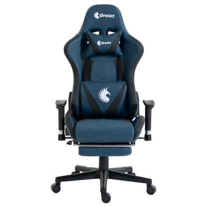 Silla Gamer Dreizt Apolo Series Azul Dark 180° Reclinable Alta Calidad con Posapies