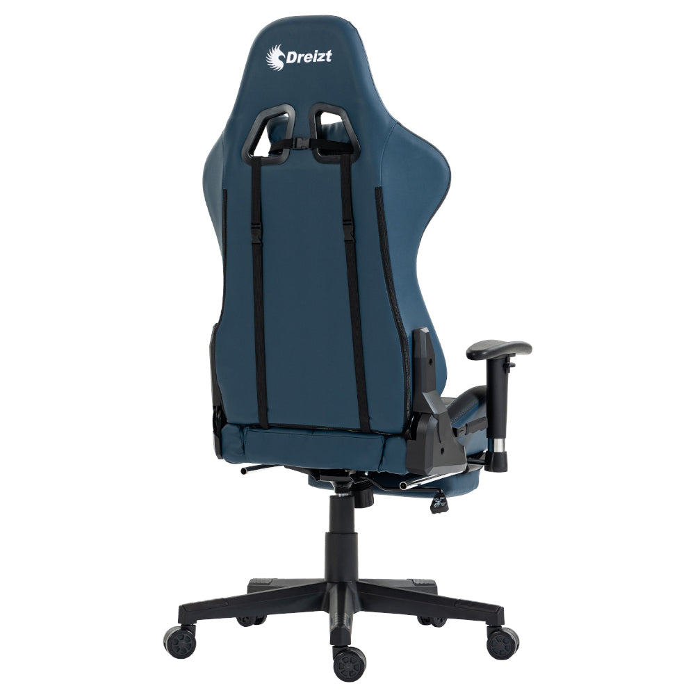 Silla Gamer Dreizt Apolo Series Azul Dark 180° Reclinable Alta Calidad con Posapies
