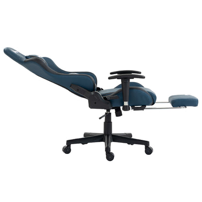 Silla Gamer Dreizt Apolo Series Azul Dark 180° Reclinable Alta Calidad con Posapies