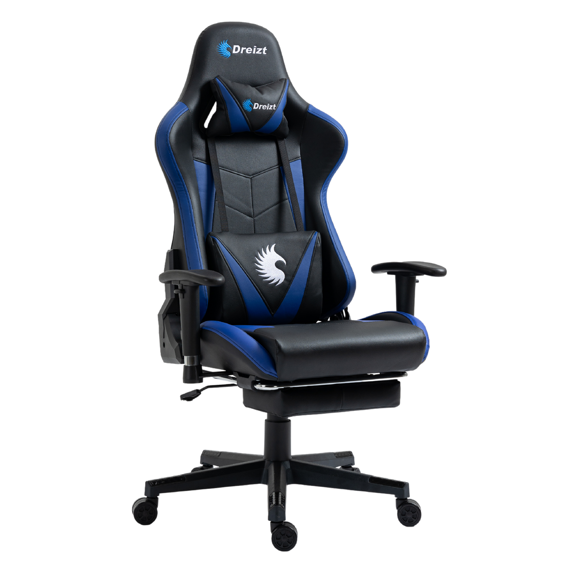 Silla Gamer Dreizt Apolo Series Azul Pro 180° Reclinable Alta Calidad con Posapies