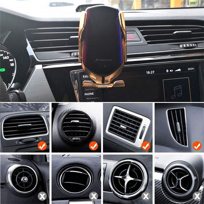 Cargador Inalámbrico Automático de Celular para Auto Dorado