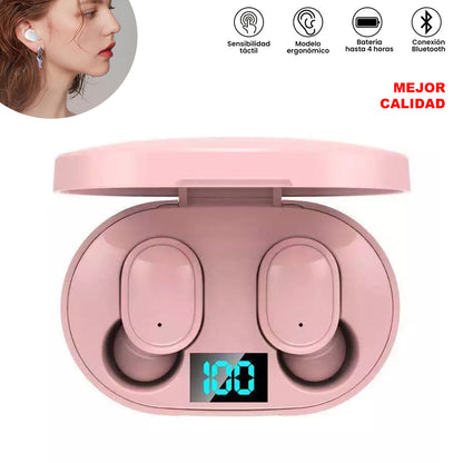 Audífonos Inalámbrico Bluetooth TWS E6S con Estuche Música AU240007 Rosado