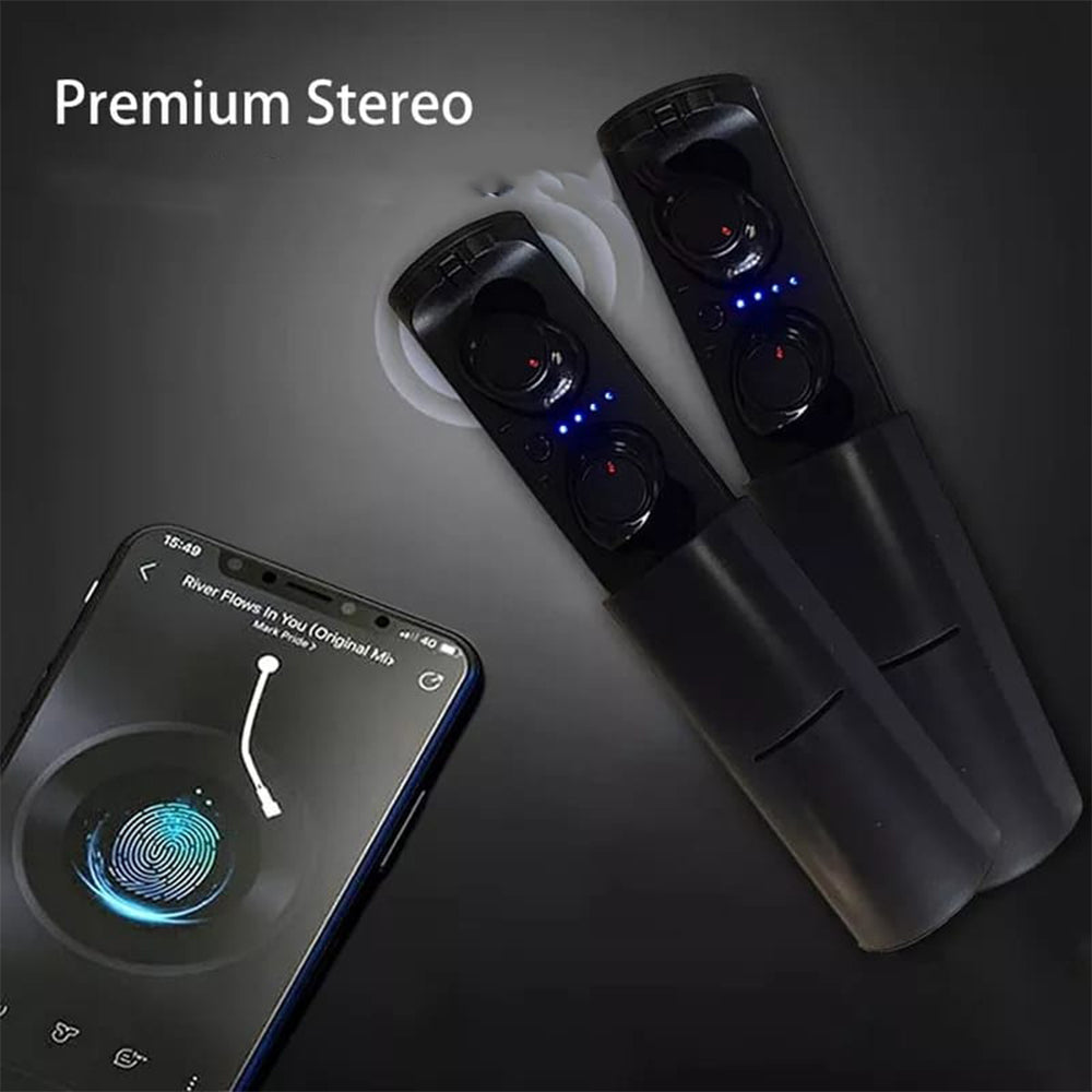 Audífonos Inalámbrico Bluetooth Dreizt  Profesionales con estuche Largo TWS AU240014 Negro