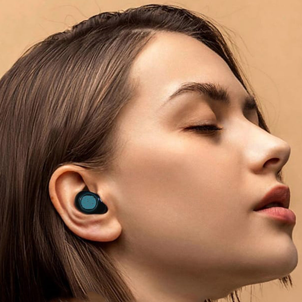 Audífonos Inalámbrico Bluetooth Dreizt  Profesionales con estuche Largo TWS AU240014 Negro