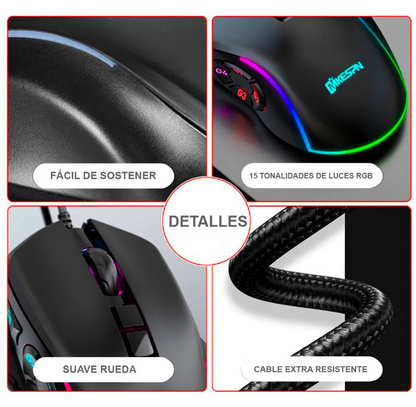 Combo Gamer Mousepad RGB + Mouse RGB + Audifonos RGB PRO PROFESIONAL