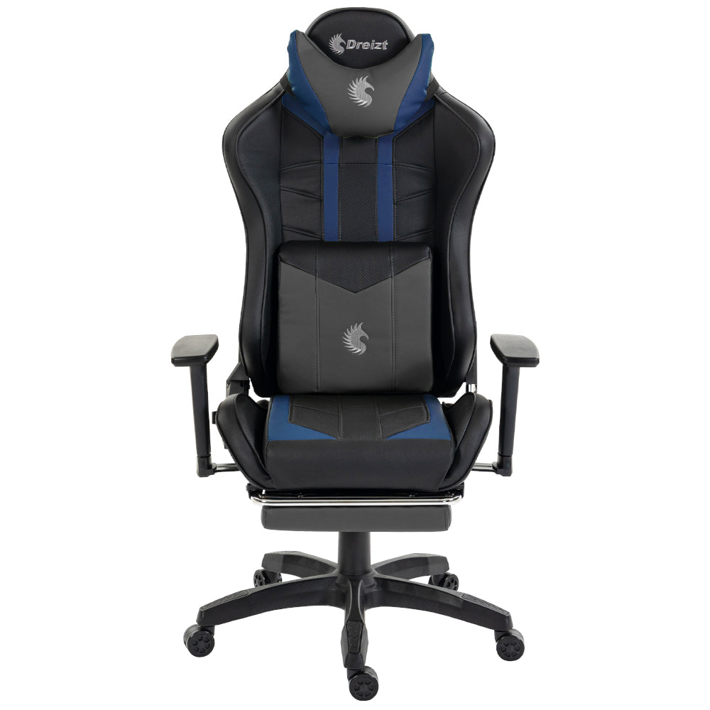 Silla Gamer Dreizt Devil Series Azul Dark 180° Reclinable Alta Calidad Con Posapies