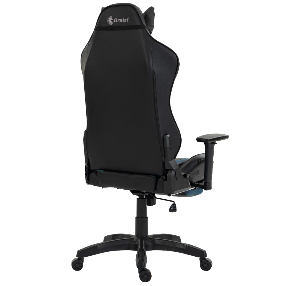 Silla Gamer Dreizt Devil Series Azul Dark 180° Reclinable Alta Calidad Con Posapies