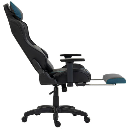 Silla Gamer Dreizt Devil Series Azul Dark 180° Reclinable Alta Calidad Con Posapies