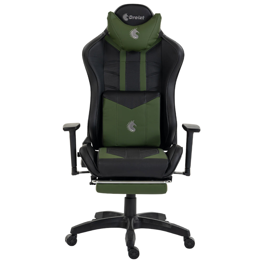 Silla Gamer Dreizt Devil Series Verde Dark 180° Reclinable Alta Calidad Con Posapies