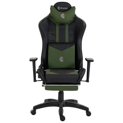 Silla Gamer Dreizt Devil Series Verde Dark 180° Reclinable Alta Calidad Con Posapies