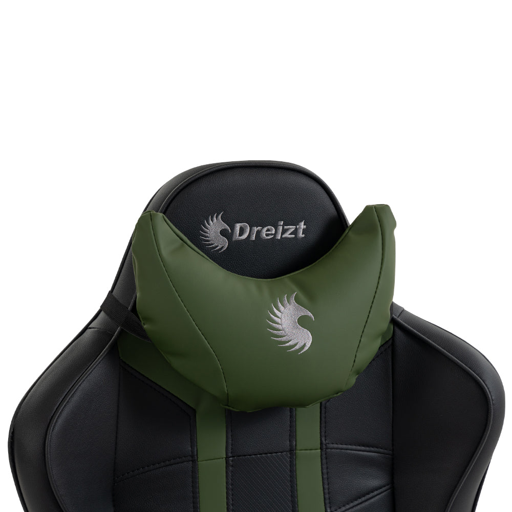 Silla Gamer Dreizt Devil Series Verde Dark 180° Reclinable Alta Calidad Con Posapies