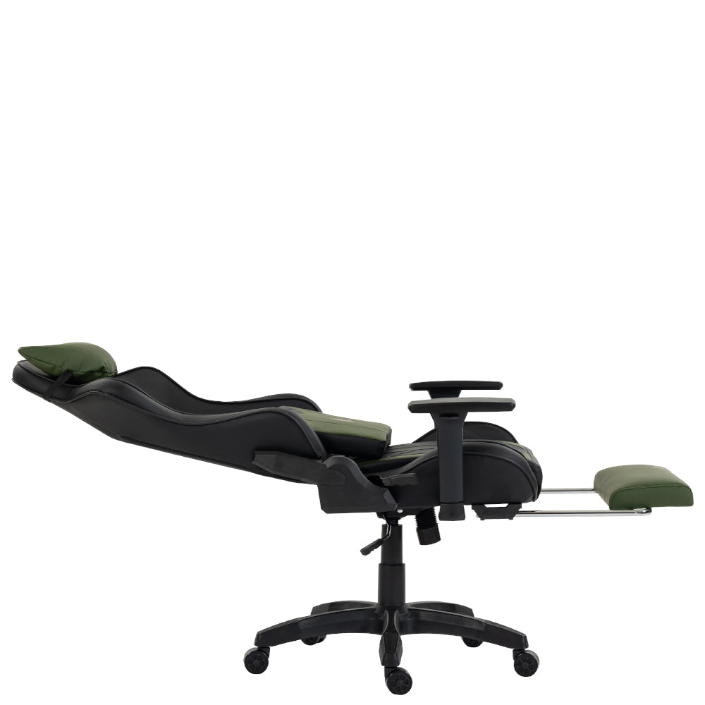 Silla Gamer Dreizt Devil Series Verde Dark 180° Reclinable Alta Calidad Con Posapies