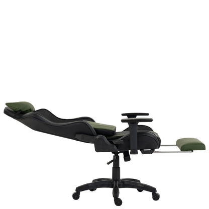 Silla Gamer Dreizt Devil Series Verde Dark 180° Reclinable Alta Calidad Con Posapies