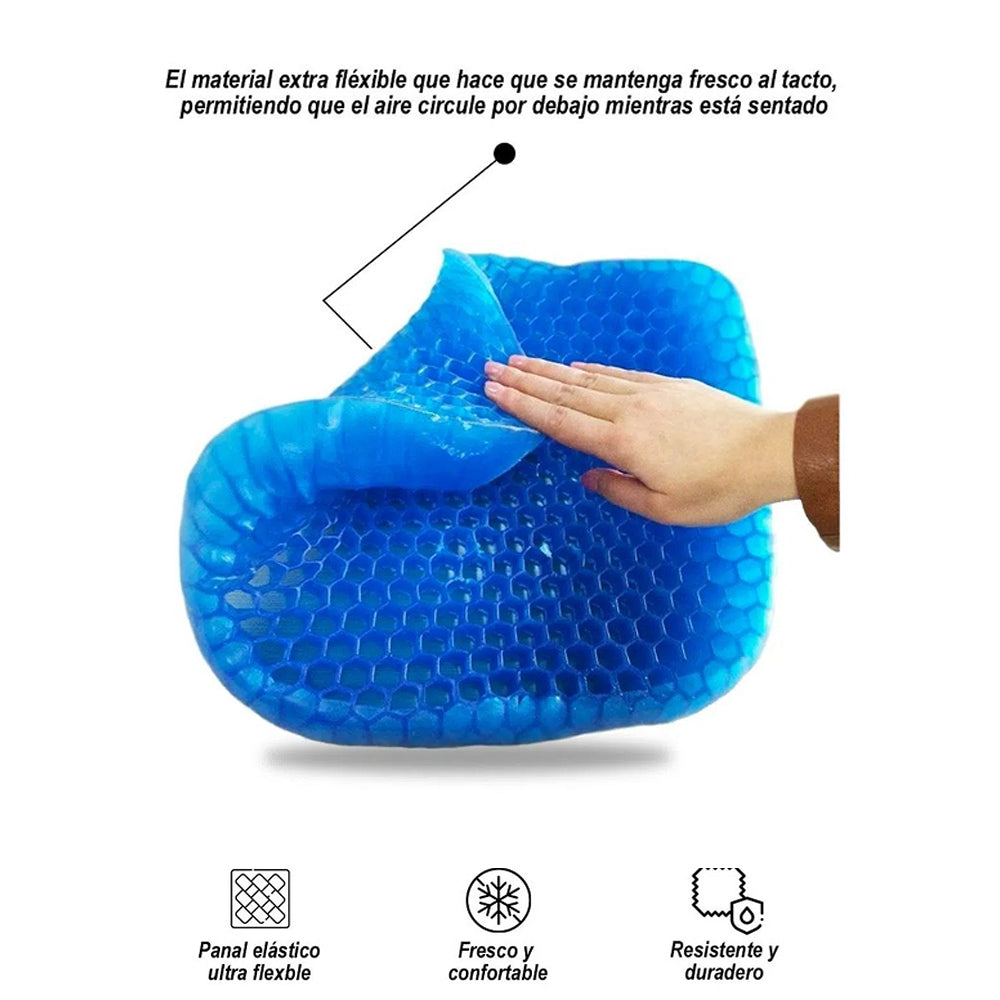 Asiento Cojín Flexible de Gel Ortopédico con Funda para Oficina