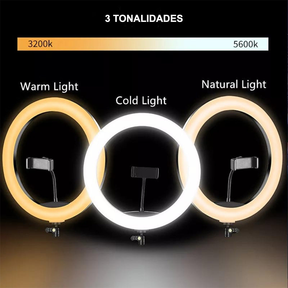 Aro de Luz de 30 cm con Trípode de 2.10 m Mejor Calidad