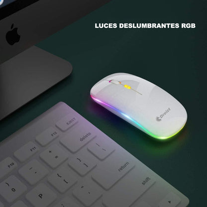 Mouse Inalámbrico Recargable Bluetooth con Iluminación LED RGB GR270025 Dreizt Blanco