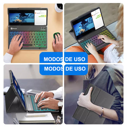 Kit Teclado y Mouse Luces RGB Inalámbrico Bluetooth Multidispositivo GR270027 Negro