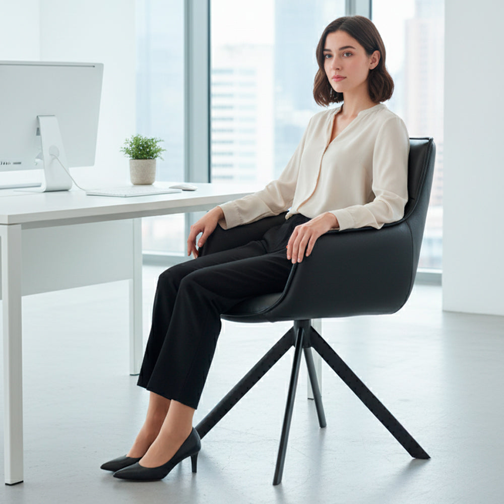 Butaca Cuero Giratoria 360° Buckingham Harland Negro