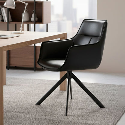 Butaca Cuero Giratoria 360° Buckingham Harland Negro