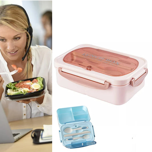 Lonchera Taper Portátil Hermética de Alimentos + Cubiertos Easy&Home Rosado