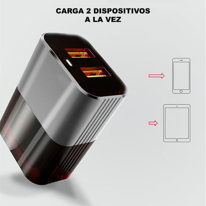 Cargador Adaptador de Pared Dual con 2 Puertos USB Carga Rápida Easy&Home