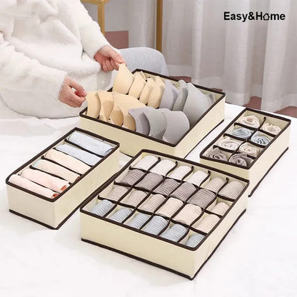 Juego de 4 Organizadores Plegables de Ropa Interior Easy&Home Beige