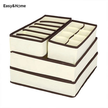 Juego de 4 Organizadores Plegables de Ropa Interior Easy&Home Beige