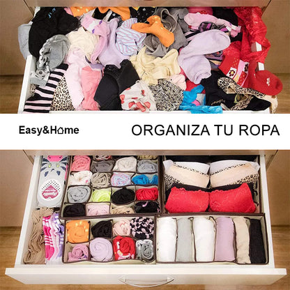 Juego de 4 Organizadores Plegables de Ropa Interior Easy&Home Beige
