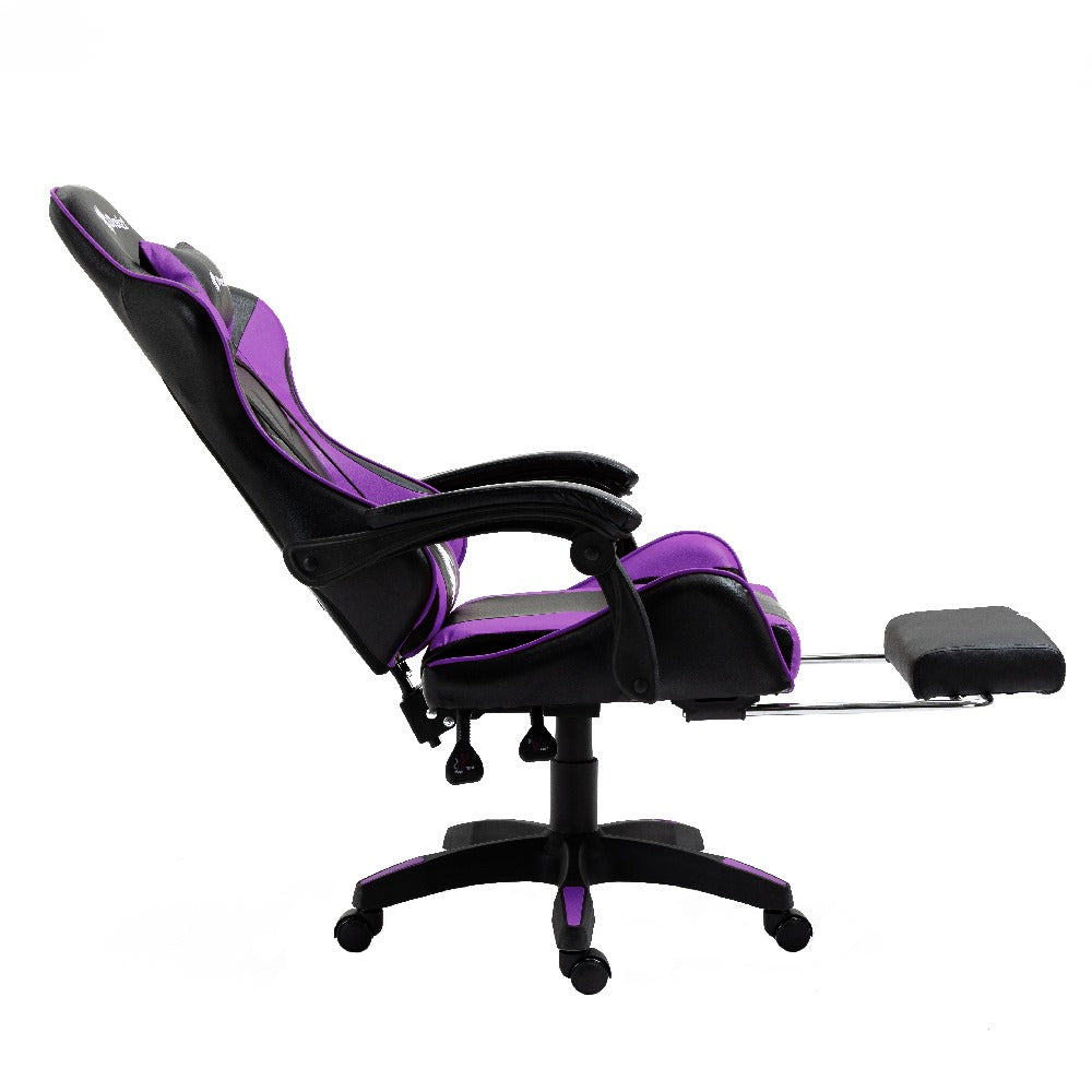 Silla Gamer Ergonómica Dreizt Shine Series Purpura Con Posapies Reclinable