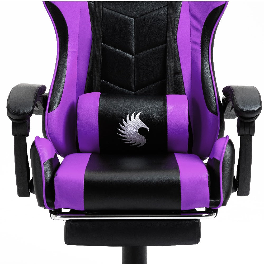 Silla Gamer Ergonómica Dreizt Shine Series Purpura Con Posapies Reclinable