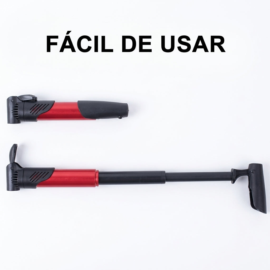 Inflador Bicicleta Pelota Portátil Rojo