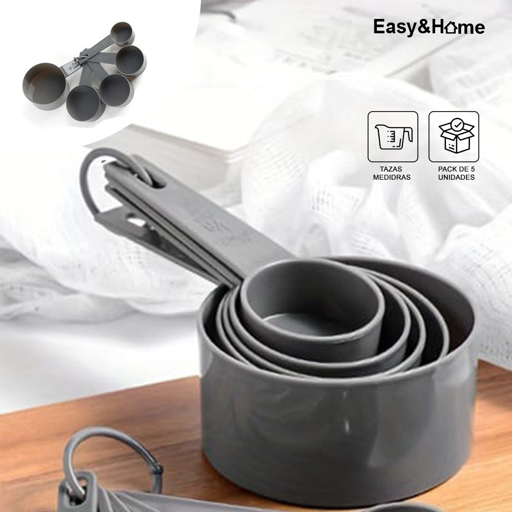 Tazas Medidoras para Cocina Set 5 Easy&Home HYC280045 Gris