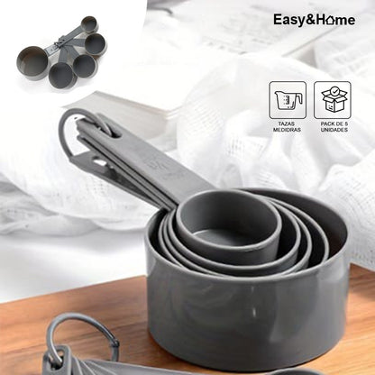 Tazas Medidoras para Cocina Set 5 Easy&Home HYC280045 Gris