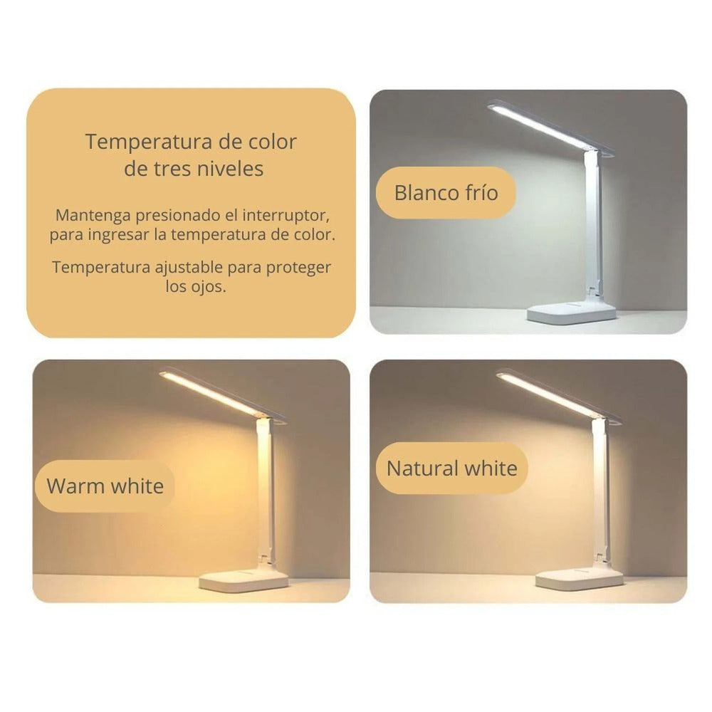 Lampara de Escritorio USB Touch Minimalista Sofisticada Escritorio Celular Blanco