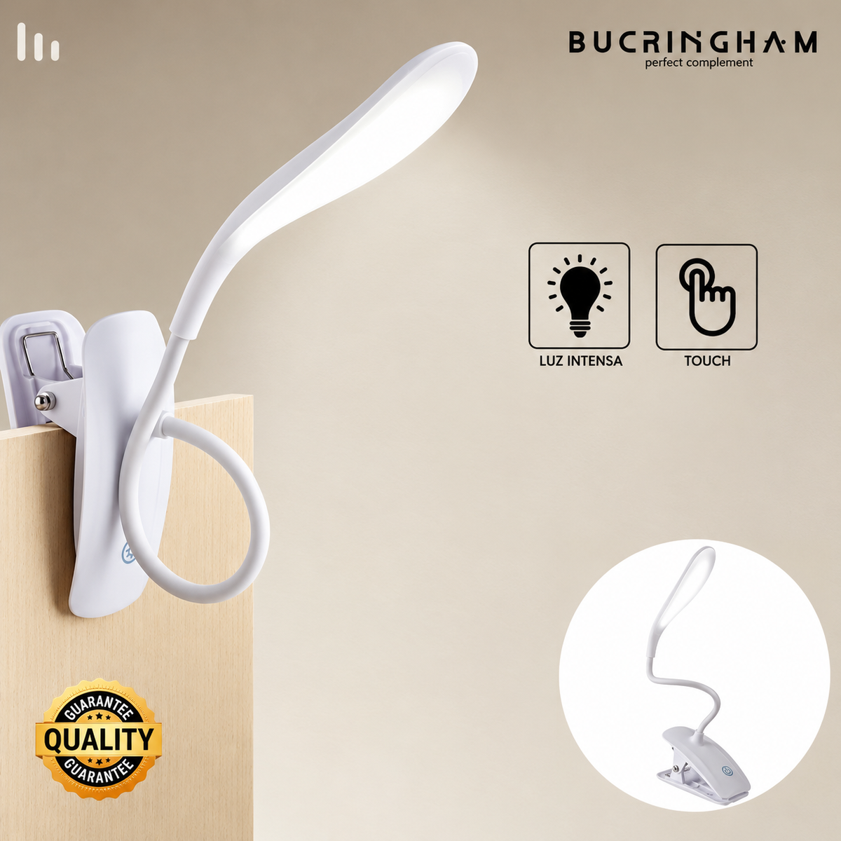Lámpara de Lectura Dimmer Clip flexible DYH390006 Blanco