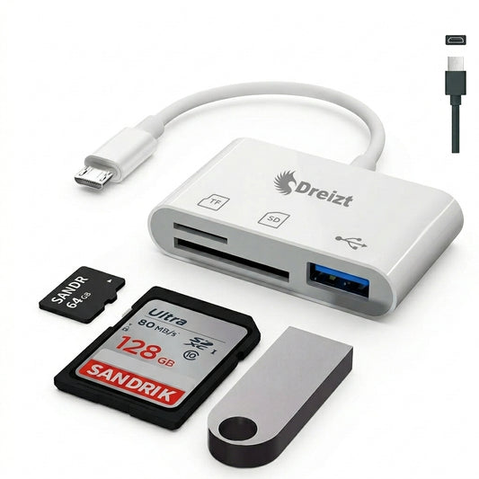 Lector de Tarjetas SD USB 3 en 1 Tipo Micro USB Dreizt ADC210017