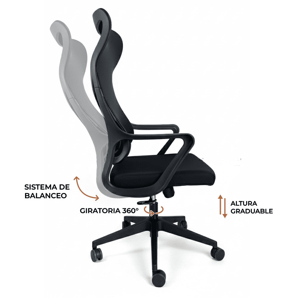 Silla Ergonomica de Oficina Ejecutiva Komsum Lyon Negro