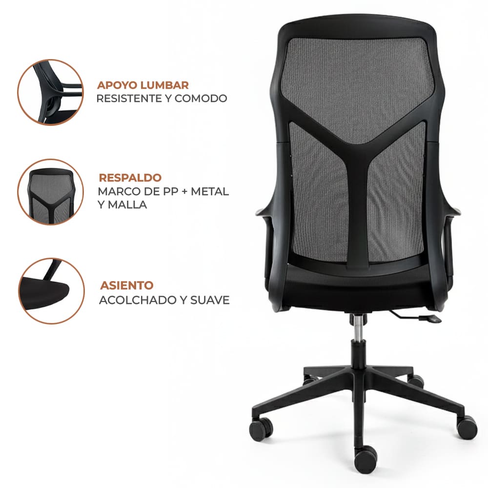 Silla Ergonomica de Oficina Ejecutiva Komsum Lyon Negro