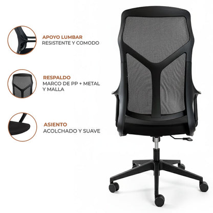 Silla Ergonomica de Oficina Ejecutiva Komsum Lyon Negro