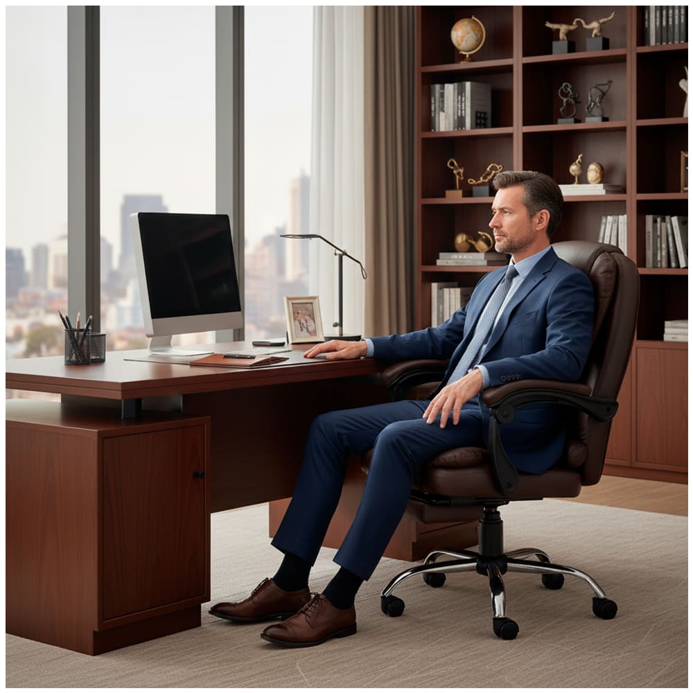 Silla de Oficina Gerencial Marron Oscuro SEG420003