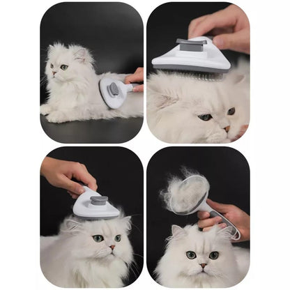 Peine Cepillo para Mascotas con Expulsador Quita Pelusa MOS310011 Rosado