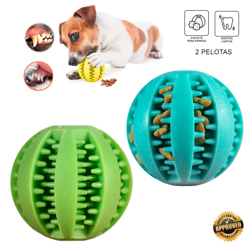Combo 2 Pelotas Limpia Dientes para Perros Verde y Azul