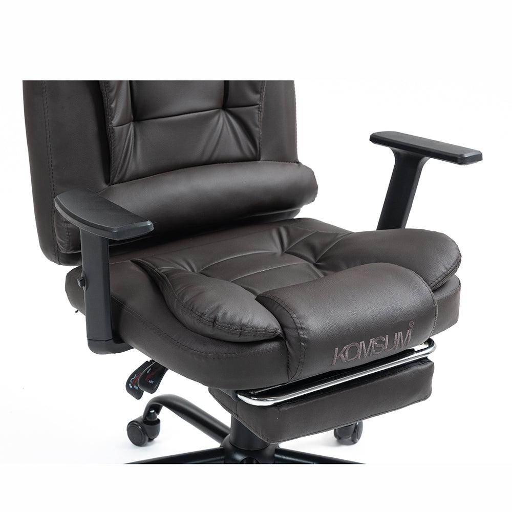 Silla Ergonomica Oficina Gerencial Base de Acero Roma Komsum Marron Oscuro