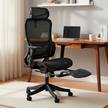 Silla Ergonomica de Oficina Gerencial Komsum Paris Negro con Posapies