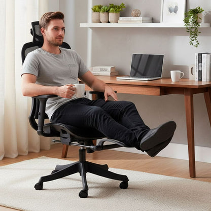 Silla Ergonomica de Oficina Gerencial Komsum Paris Negro con Posapies