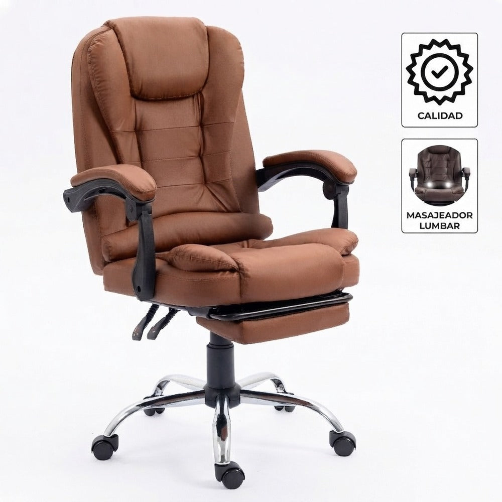 Silla de Oficina Con Masajeador Lumbar Sillium Marron Claro