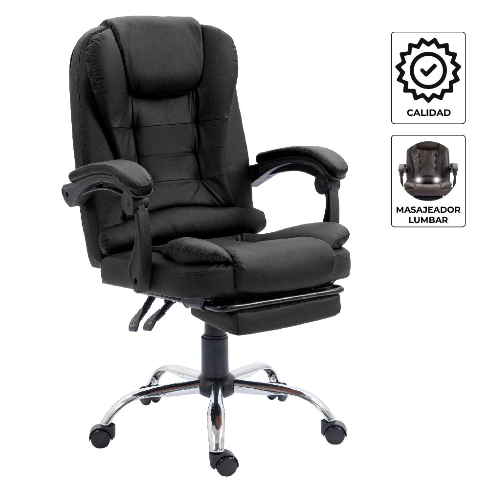Silla de Oficina Con Masejador Lumbar Sillium Negro